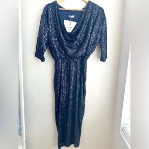 Goddiva Navy Sequin Party Dress